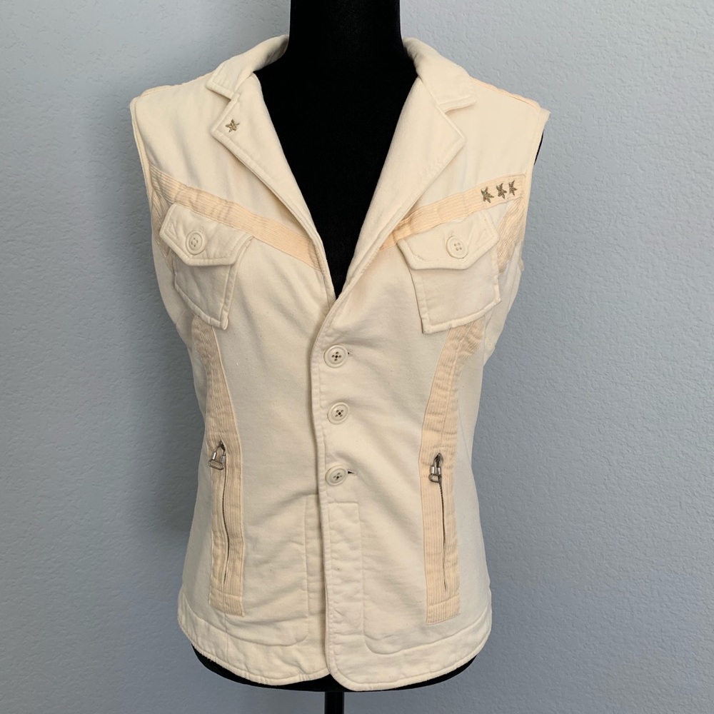 Cream Colored Military Style Diesel Vest